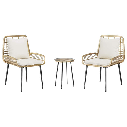 vidaXL Garden Dining Set 3 pcs Brown and Cream Poly Rattan