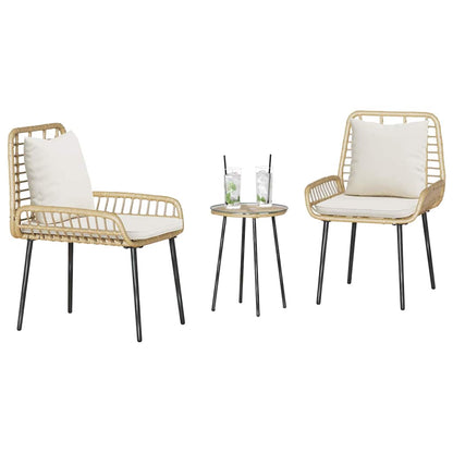 vidaXL Garden Dining Set 3 pcs Brown and Cream Poly Rattan