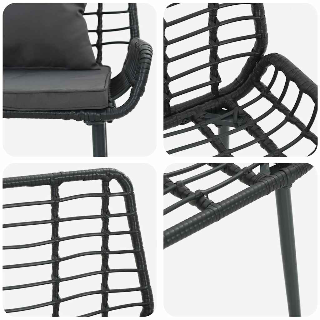 vidaXL Garden Bench Black and Anthracite Poly Rattan
