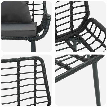 vidaXL Garden Bench Black and Anthracite Poly Rattan
