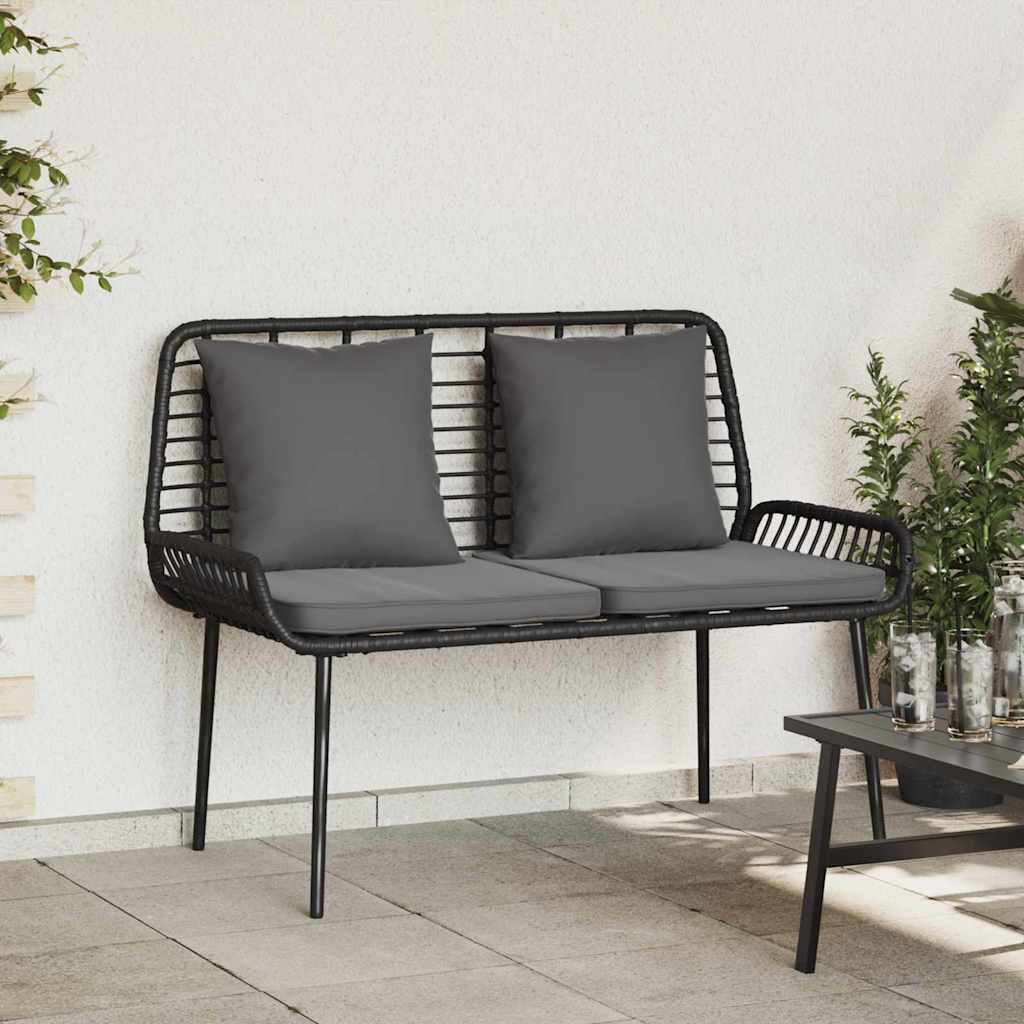 vidaXL Garden Bench Black and Anthracite Poly Rattan