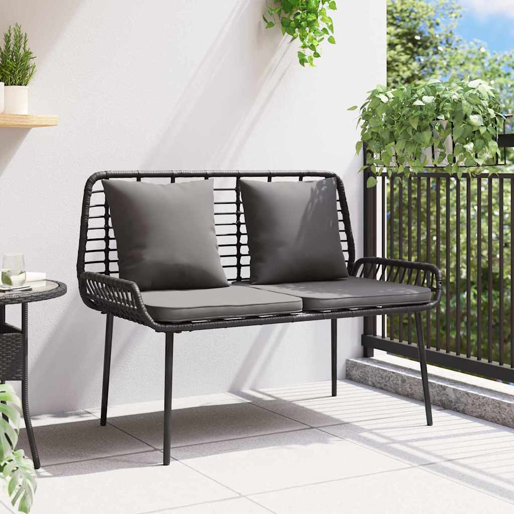 vidaXL Garden Bench Black and Anthracite Poly Rattan