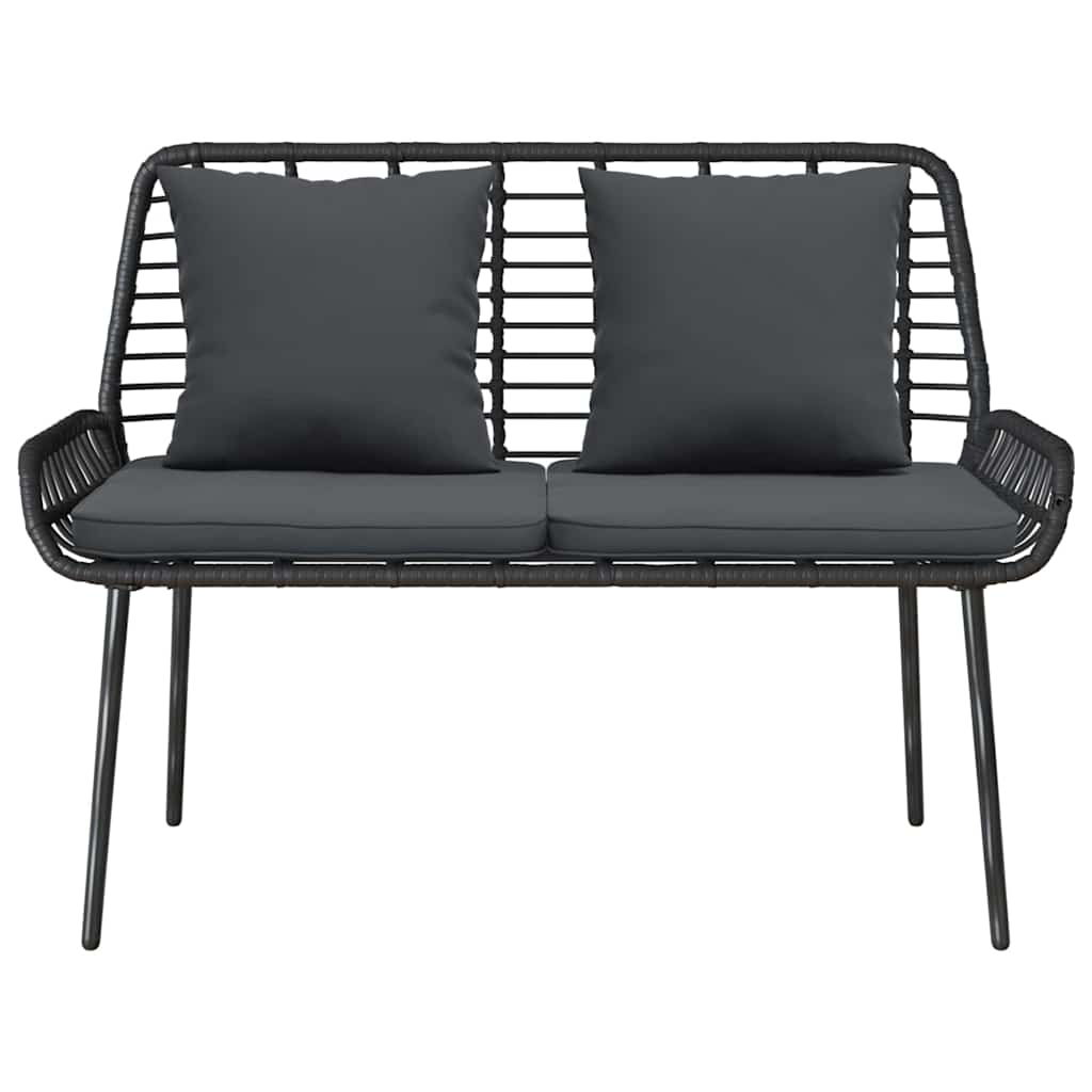vidaXL Garden Bench Black and Anthracite Poly Rattan