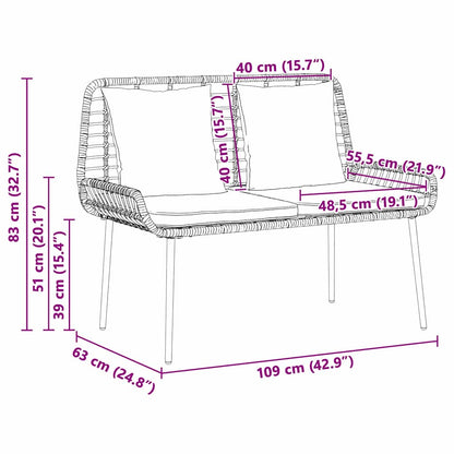 vidaXL Garden Bench Black and Anthracite Poly Rattan