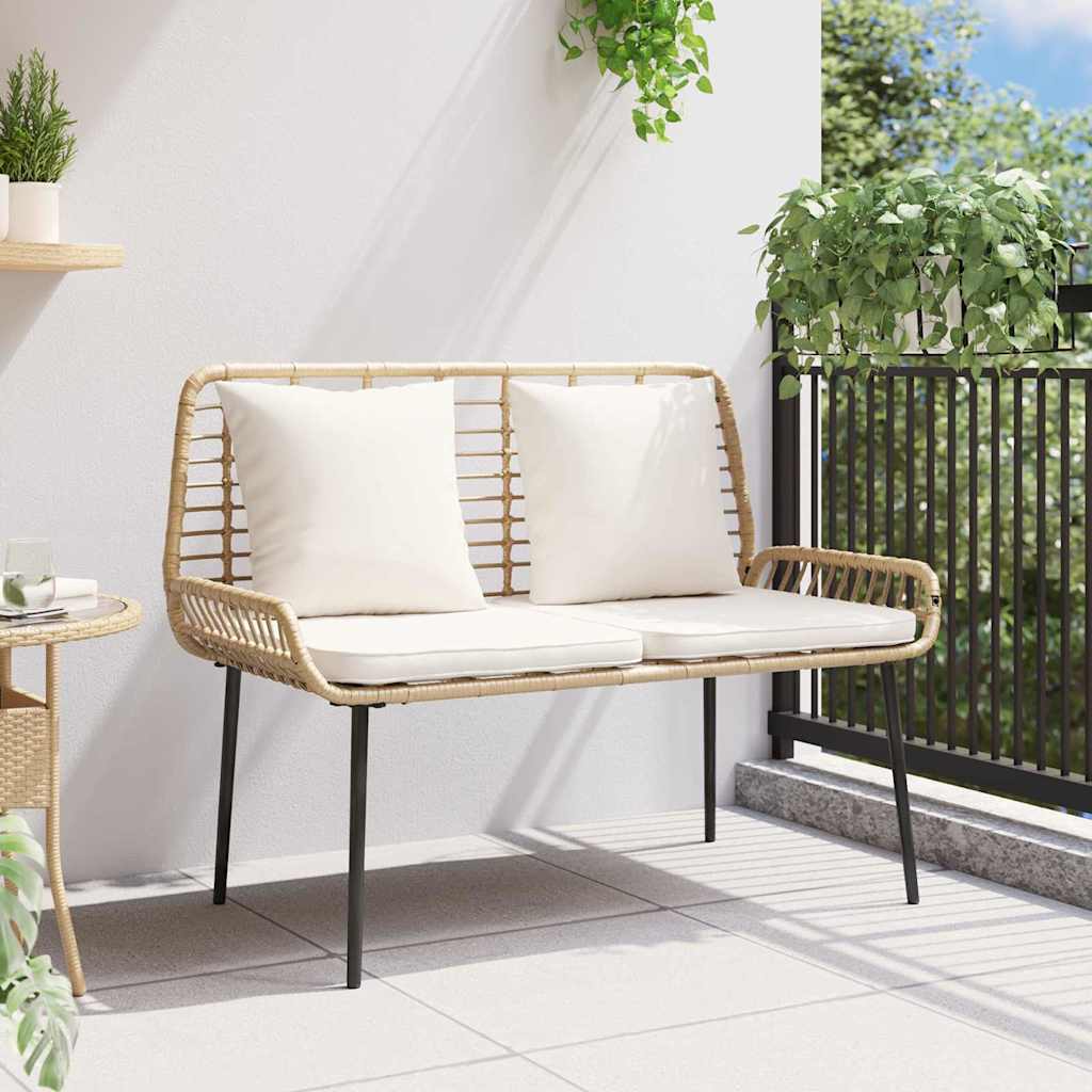 vidaXL Garden Bench Brown and Cream Poly Rattan