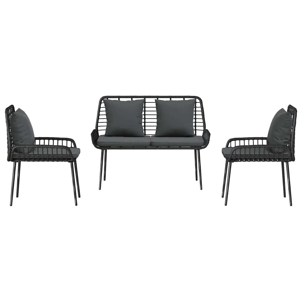 vidaXL Garden Dining Set 3 pcs Black and Anthracite Poly Rattan