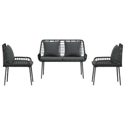 vidaXL Garden Dining Set 3 pcs Black and Anthracite Poly Rattan