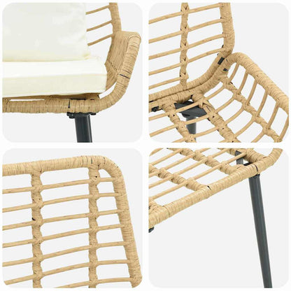 vidaXL Garden Dining Set 3 pcs Brown and Cream Poly Rattan