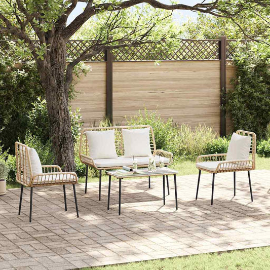 vidaXL Garden Dining Set 3 pcs Brown and Cream Poly Rattan
