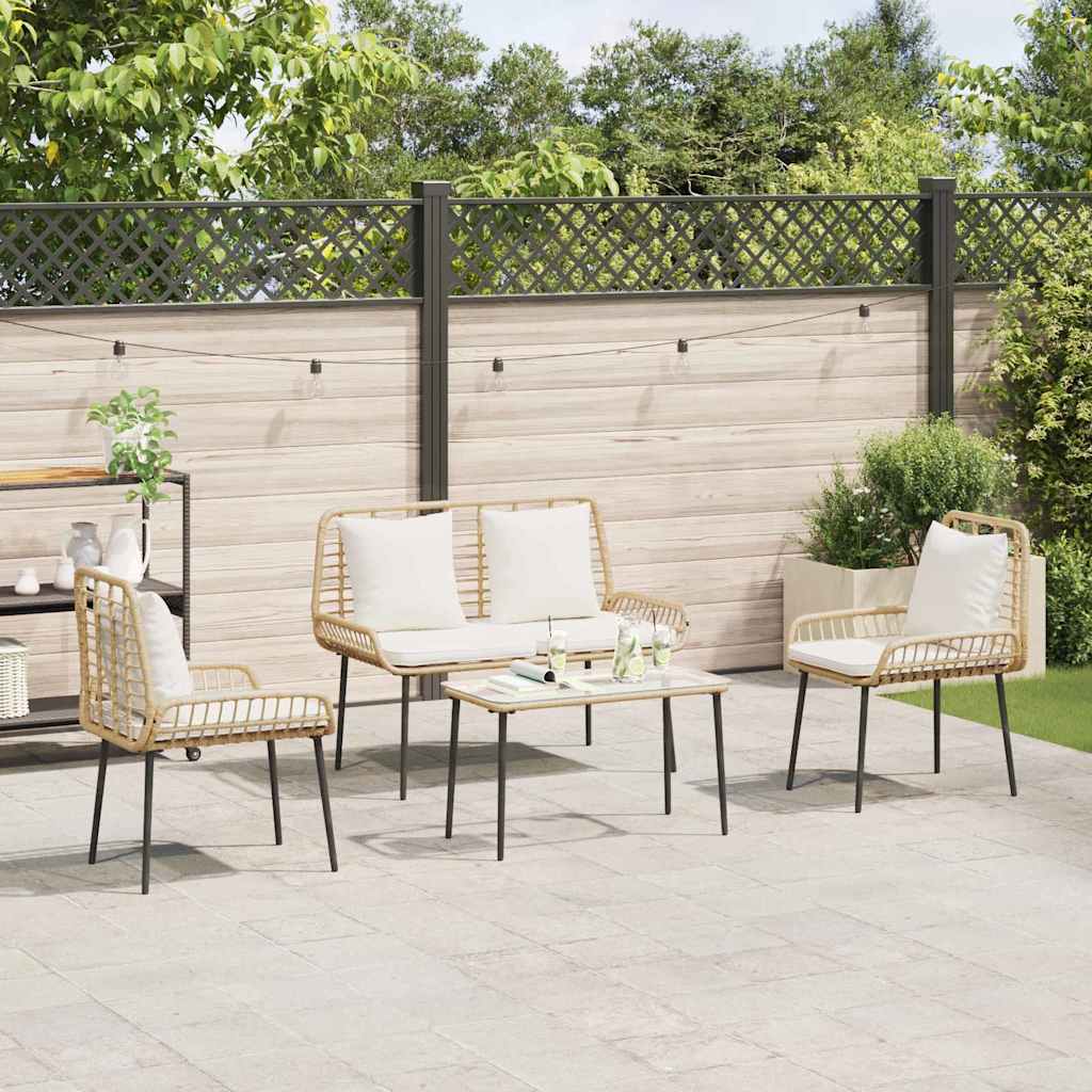 vidaXL Garden Dining Set 3 pcs Brown and Cream Poly Rattan