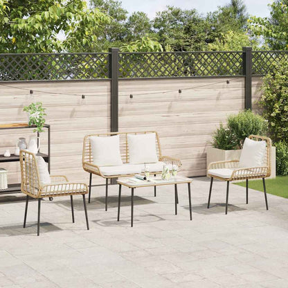 vidaXL Garden Dining Set 3 pcs Brown and Cream Poly Rattan