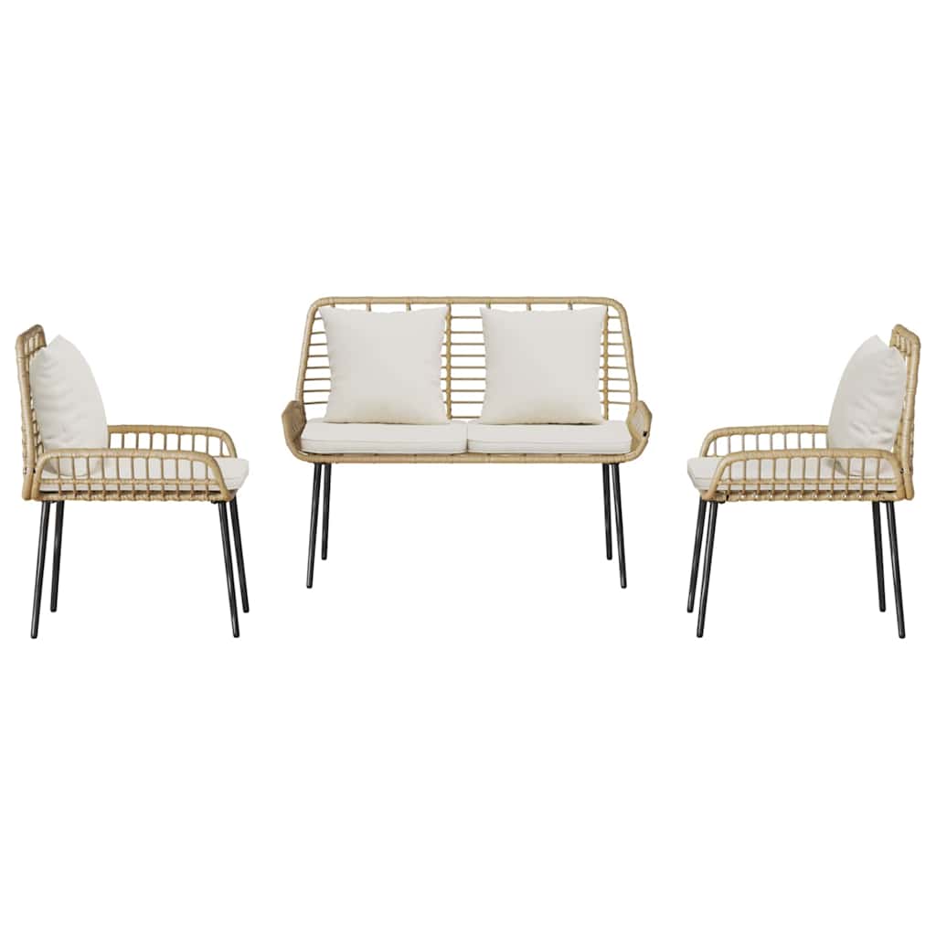 vidaXL Garden Dining Set 3 pcs Brown and Cream Poly Rattan