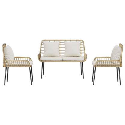vidaXL Garden Dining Set 3 pcs Brown and Cream Poly Rattan