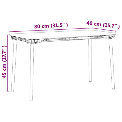vidaXL Garden Table Natural 80 x 40 x 45 cm Poly Rattan