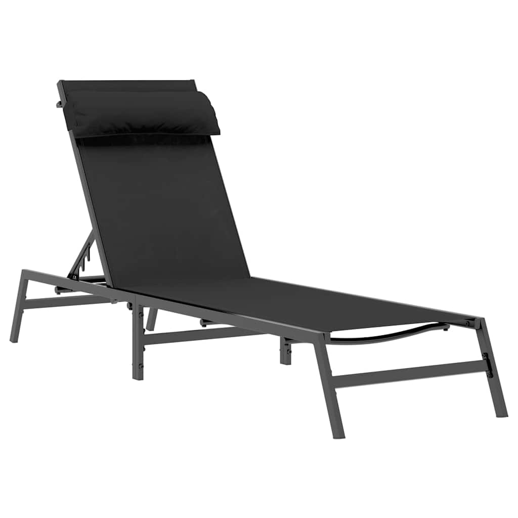 vidaXL Sunloungers 2-person 3 pcs Black and Anthracite Steel