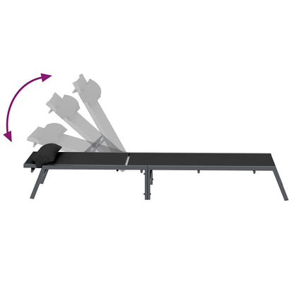 vidaXL Sunloungers 2-person 3 pcs Black and Anthracite Steel