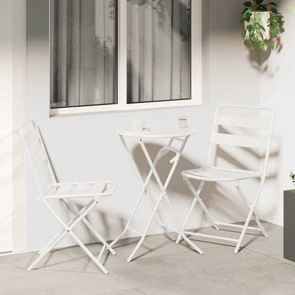 vidaXL Garden Bistro Set Folding 3 pcs White Steel