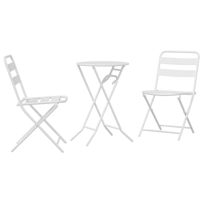 vidaXL Garden Bistro Set Folding 3 pcs White Steel