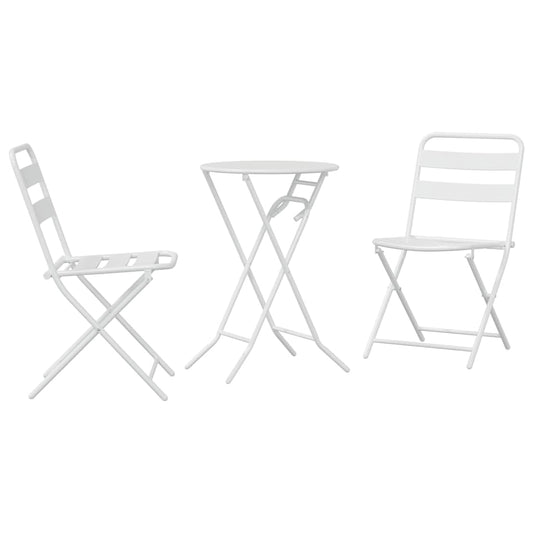 vidaXL Garden Bistro Set Folding 3 pcs White Steel