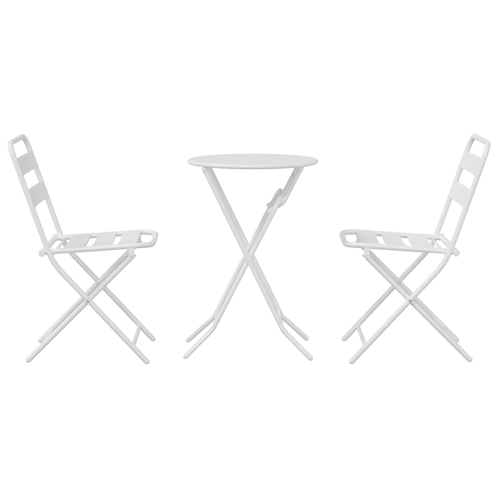 vidaXL Garden Bistro Set Folding 3 pcs White Steel