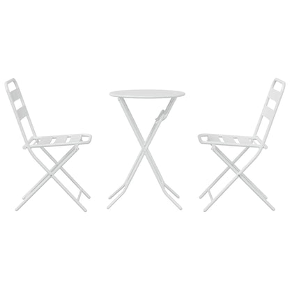 vidaXL Garden Bistro Set Folding 3 pcs White Steel