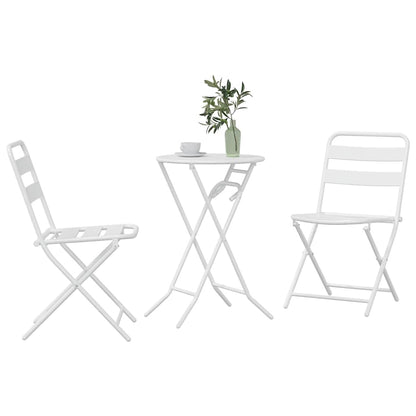 vidaXL Garden Bistro Set Folding 3 pcs White Steel