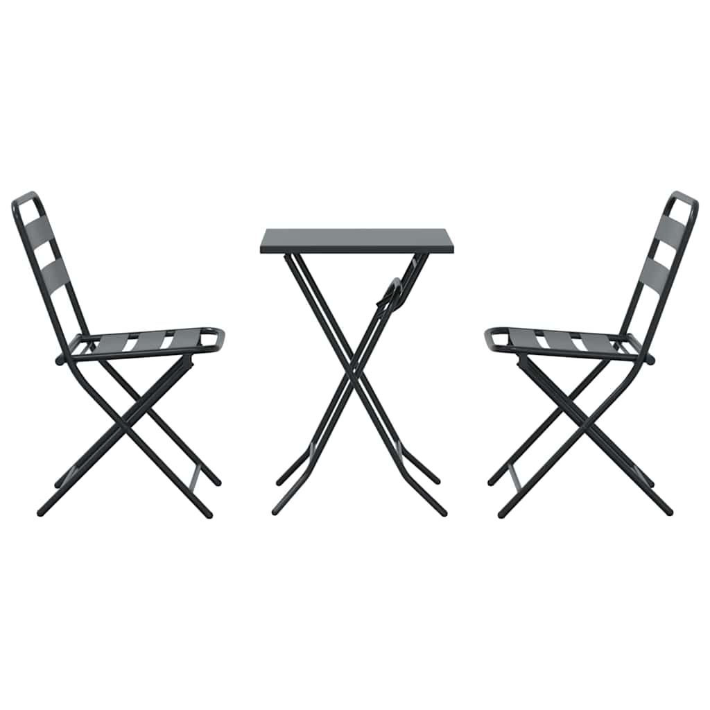 vidaXL Garden Bistro Set Folding 3 pcs Anthracite Steel