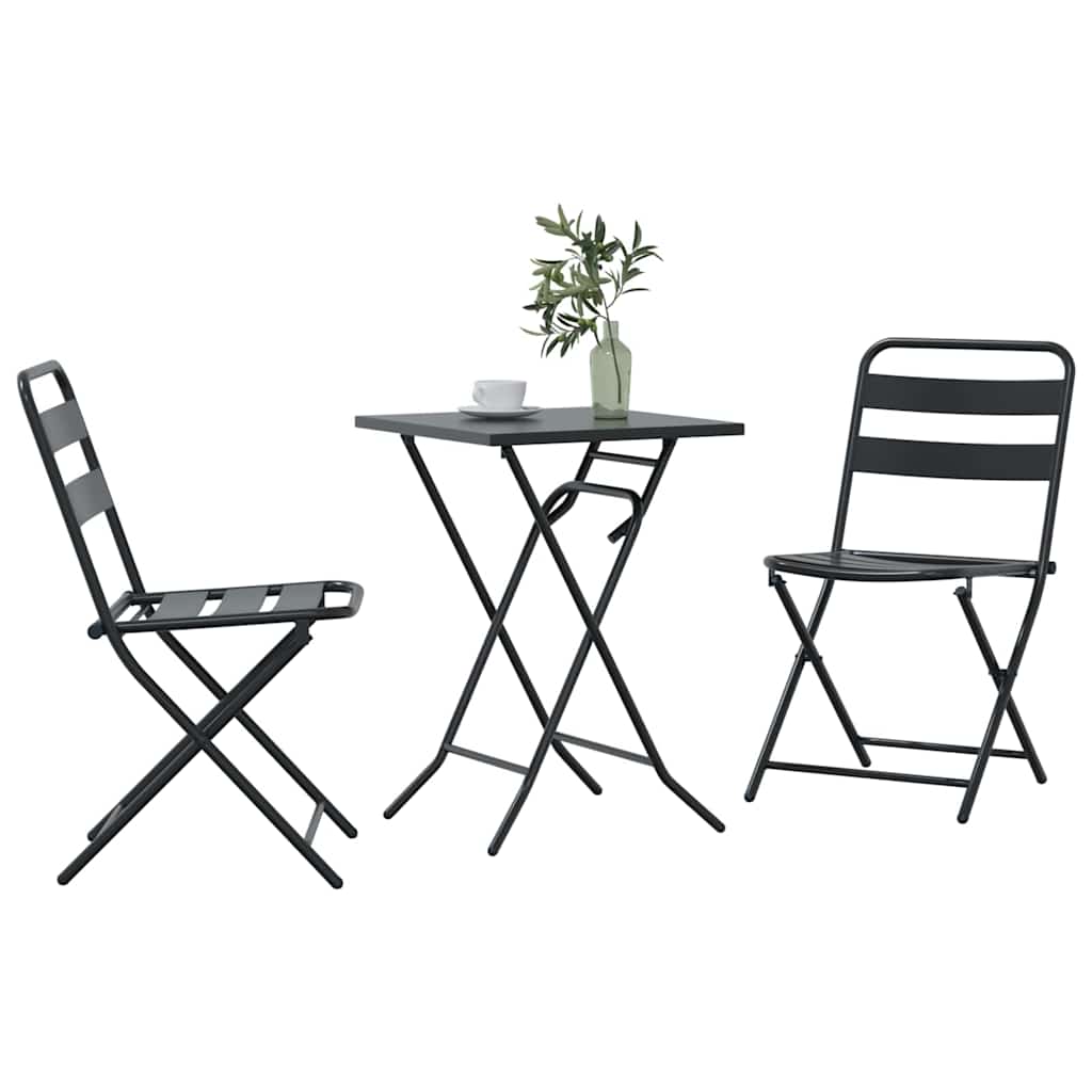 vidaXL Garden Bistro Set Folding 3 pcs Anthracite Steel
