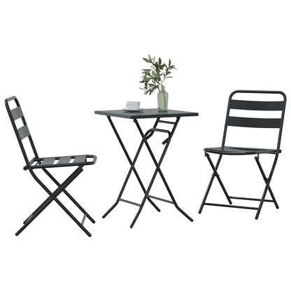 vidaXL Garden Bistro Set Folding 3 pcs Anthracite Steel
