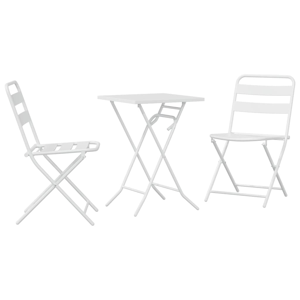 vidaXL Garden Bistro Set Folding 3 pcs White Steel