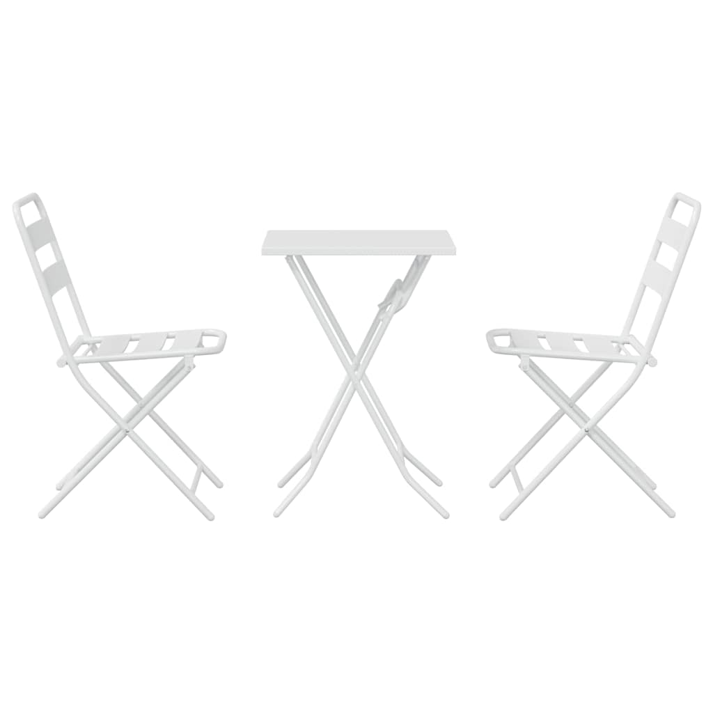vidaXL Garden Bistro Set Folding 3 pcs White Steel