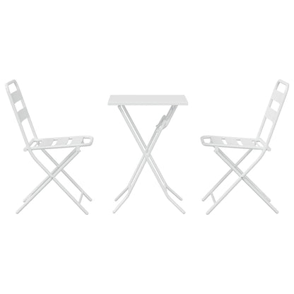 vidaXL Garden Bistro Set Folding 3 pcs White Steel