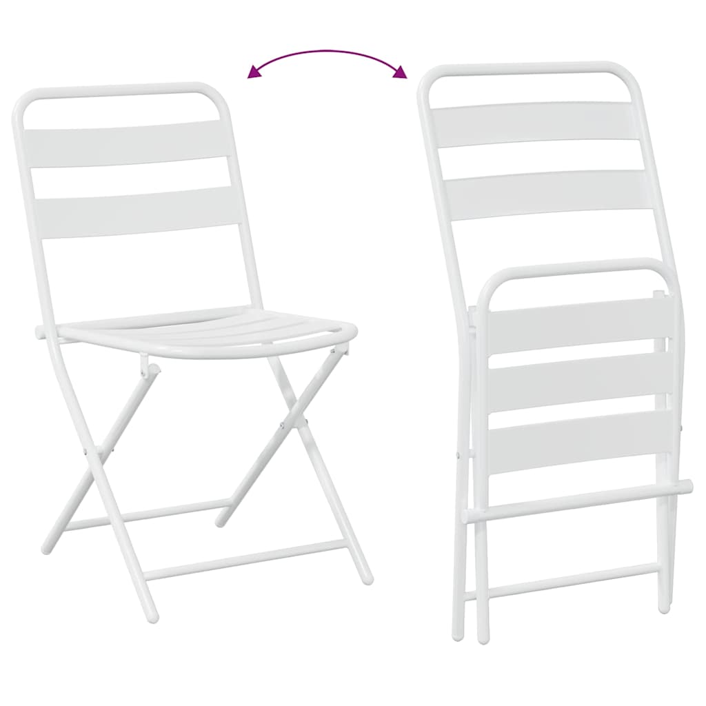vidaXL Garden Bistro Set Folding 3 pcs White Steel