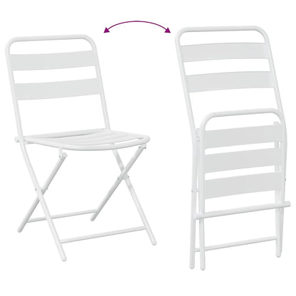 vidaXL Garden Bistro Set Folding 3 pcs White Steel