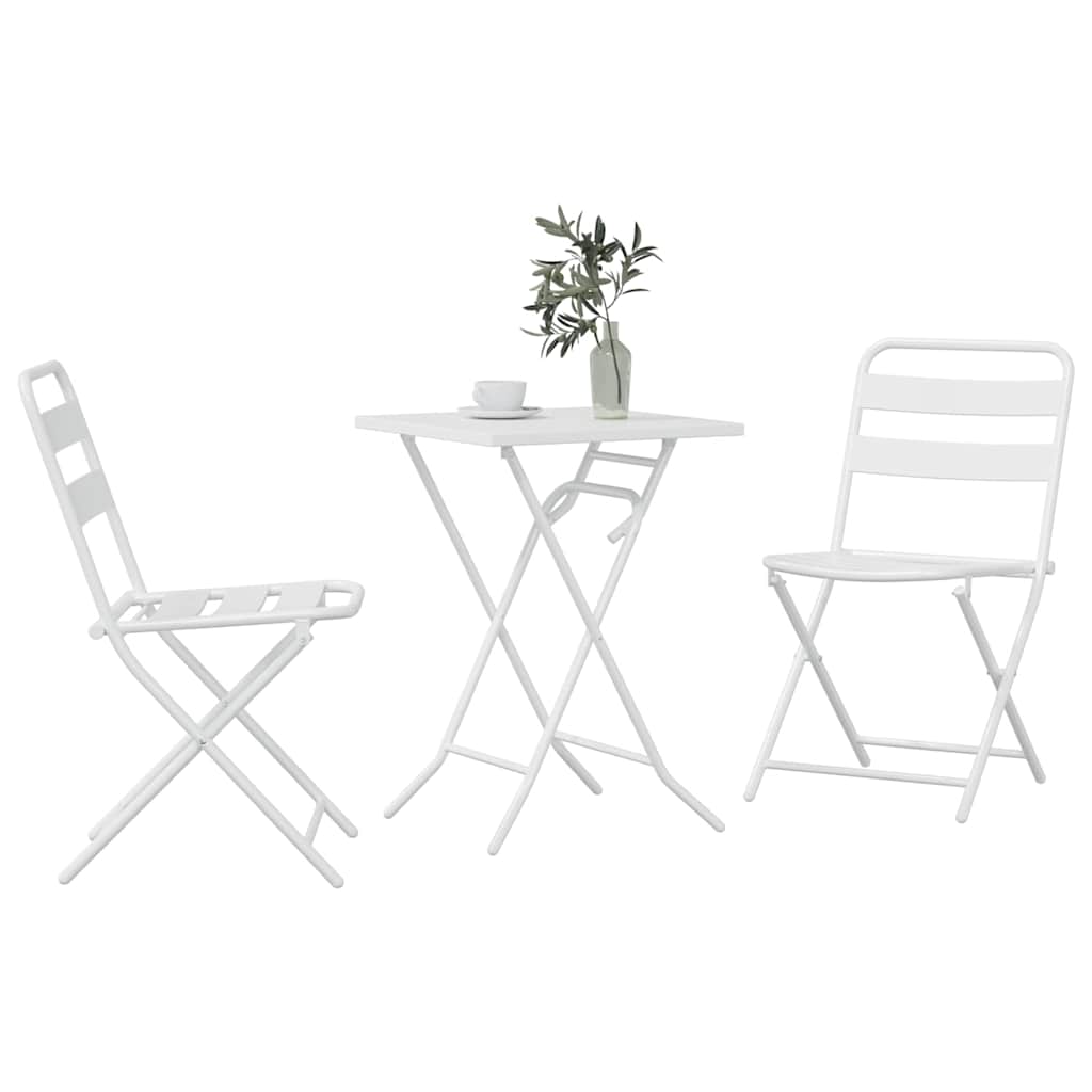 vidaXL Garden Bistro Set Folding 3 pcs White Steel