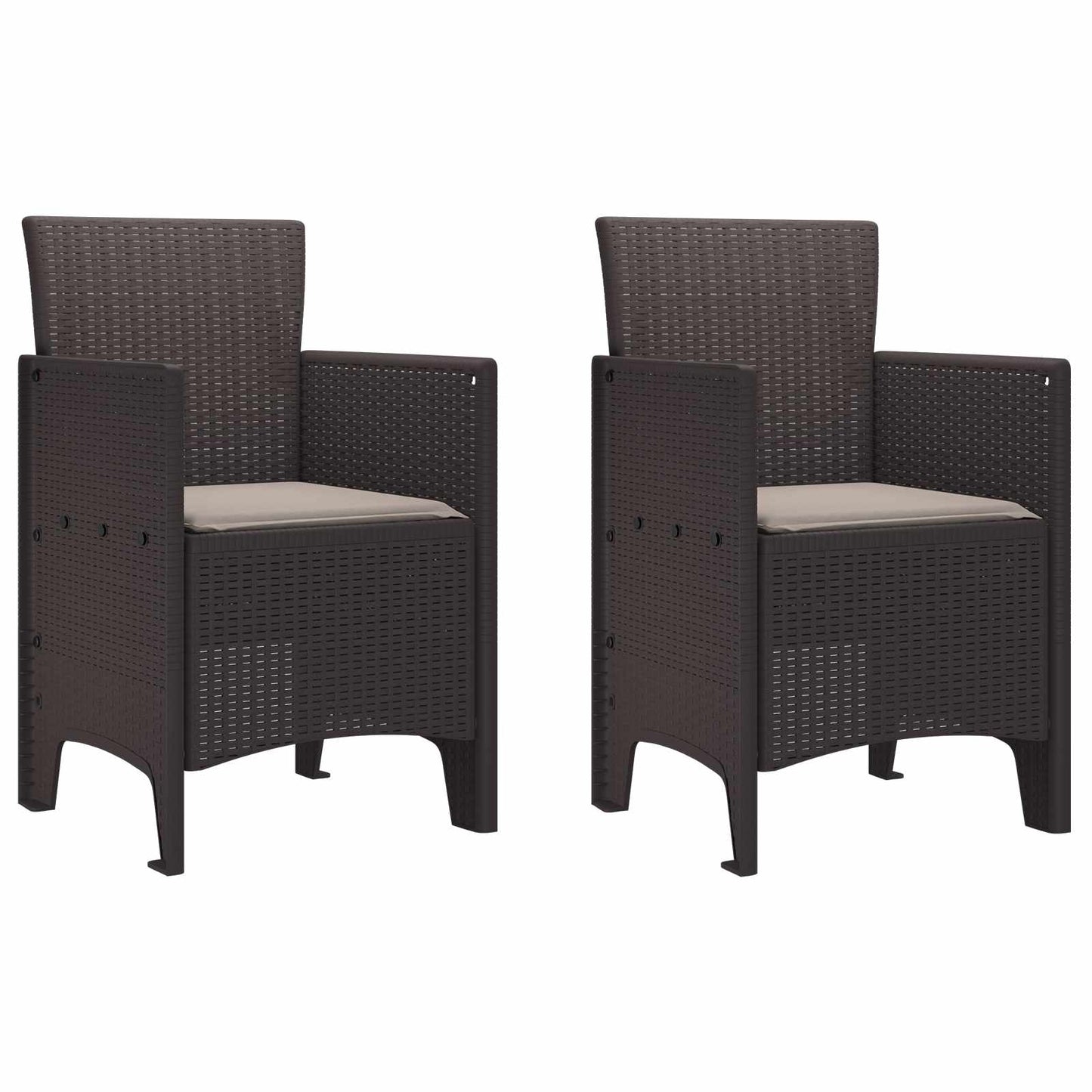 vidaXL Garden Chair 2 pcs Brown 53 x 49 x 85 cm Polypropylene