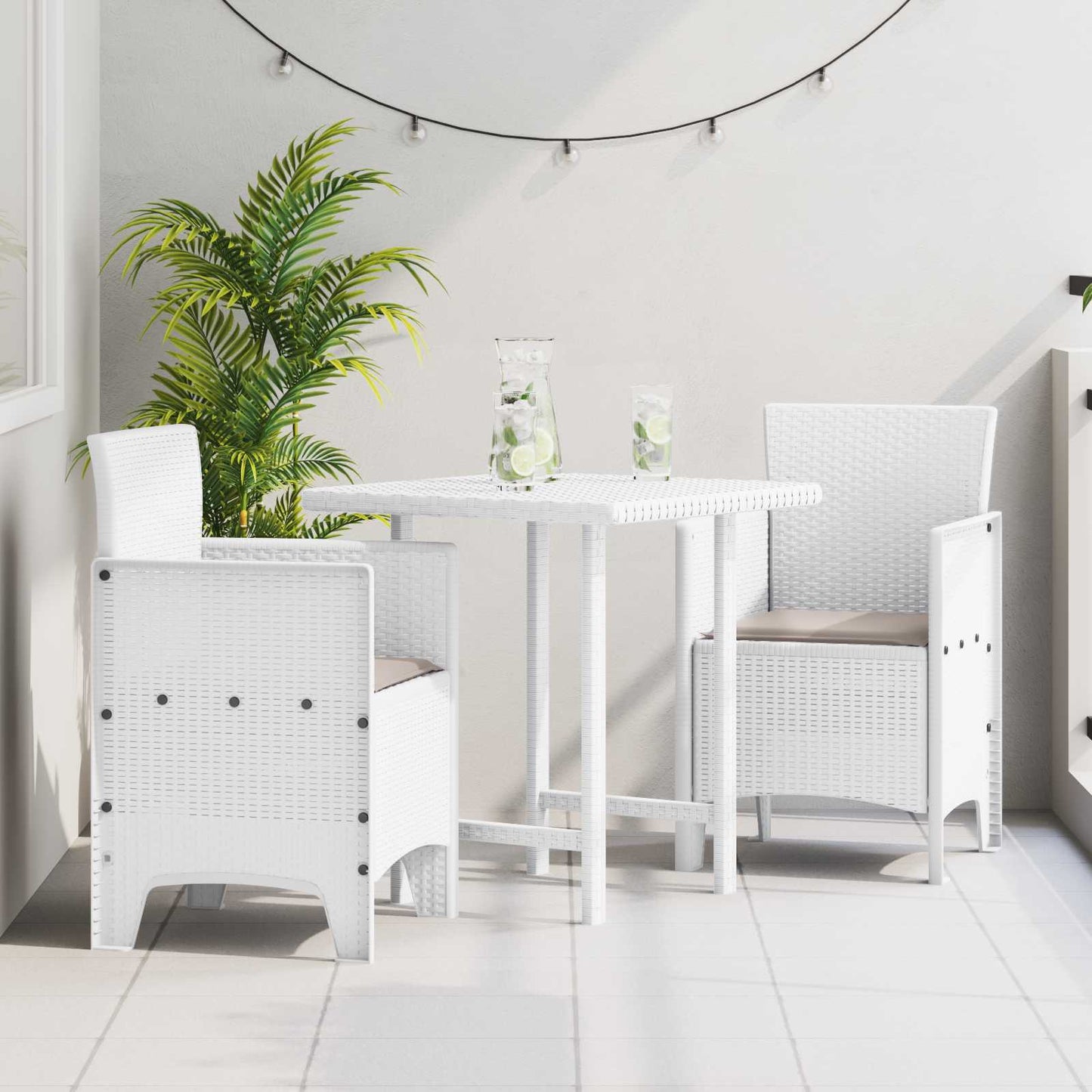 vidaXL Garden Chair 2 pcs White 53 x 49 x 85 cm Polypropylene