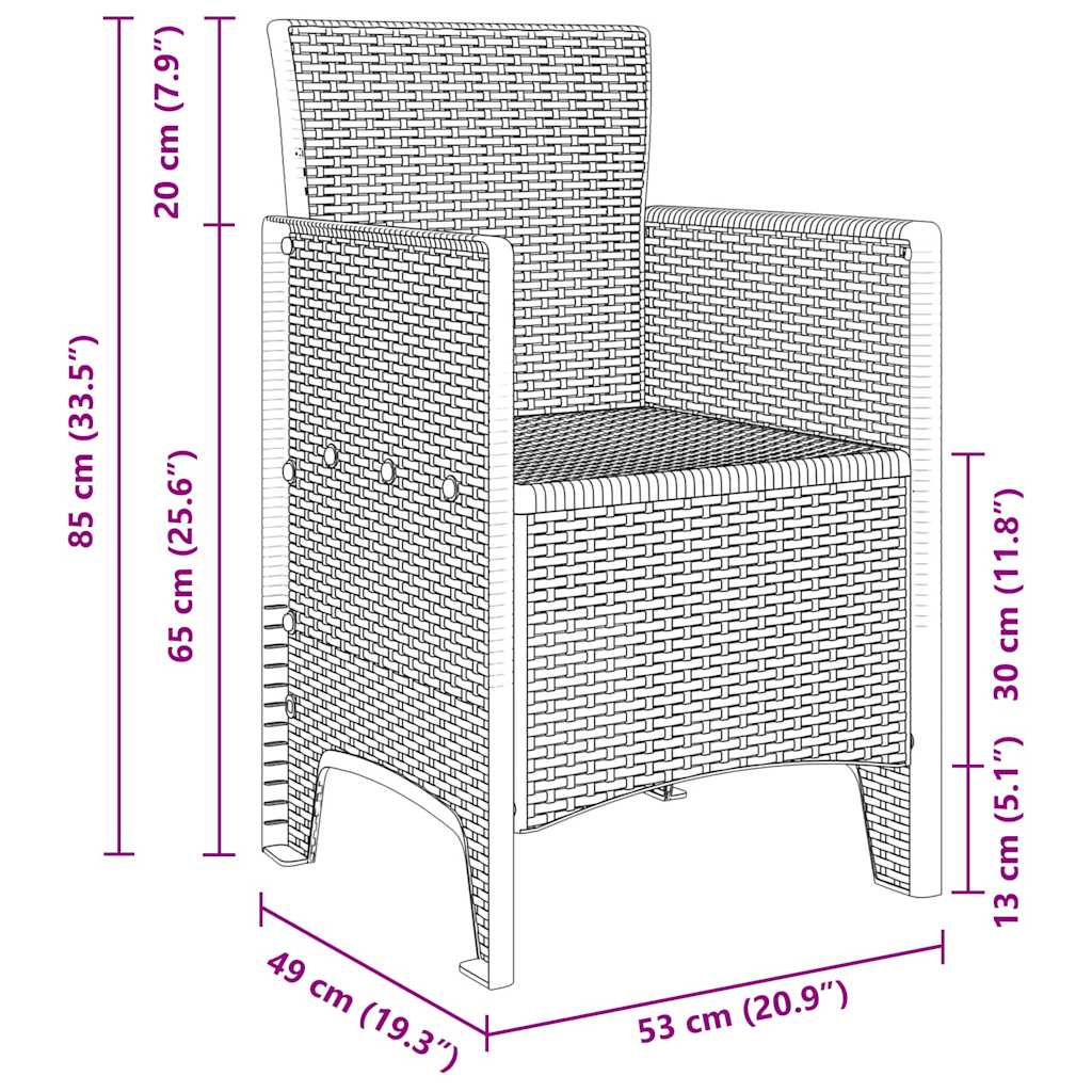 vidaXL Garden Chair 2 pcs Light Grey 53 x 49 x 85 cm Polypropylene