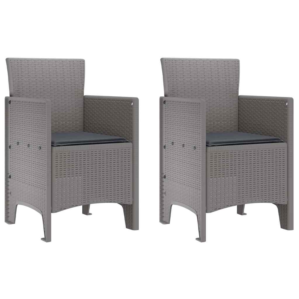 vidaXL Garden Chair 2 pcs Light Grey Polypropylene