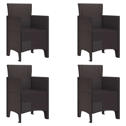 vidaXL Garden Chair 4 pcs Brown Polypropylene