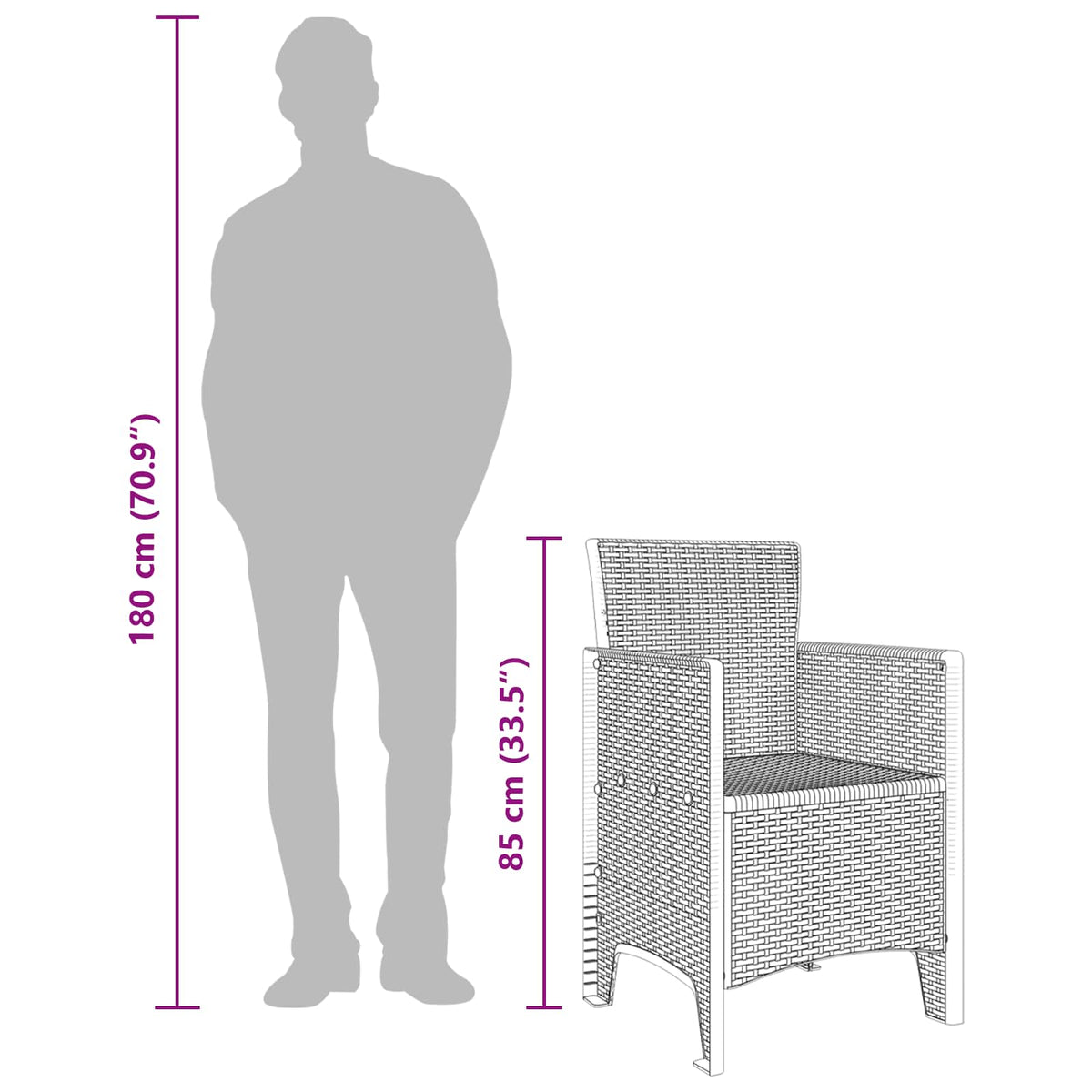 vidaXL Garden Chair 4 pcs Brown Polypropylene