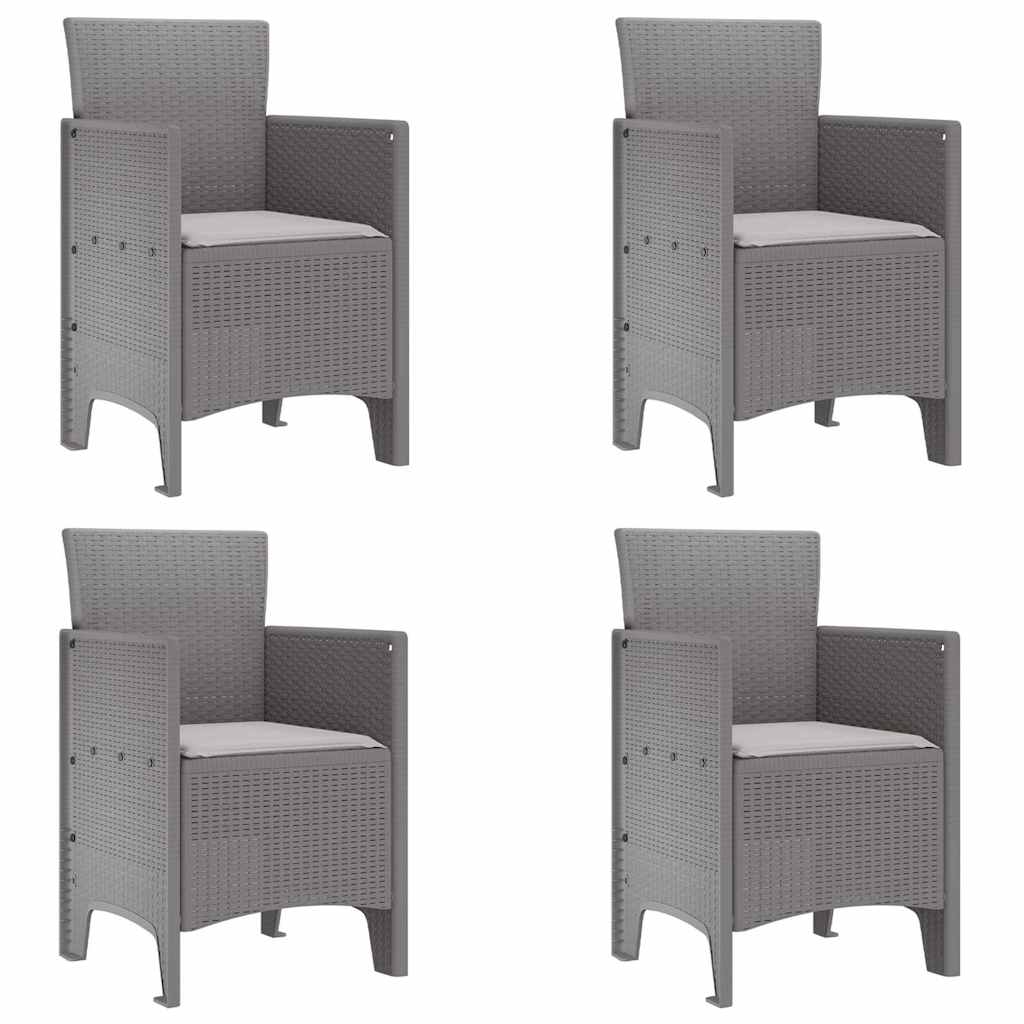 vidaXL Garden Chair 4 pcs Light Grey Polypropylene