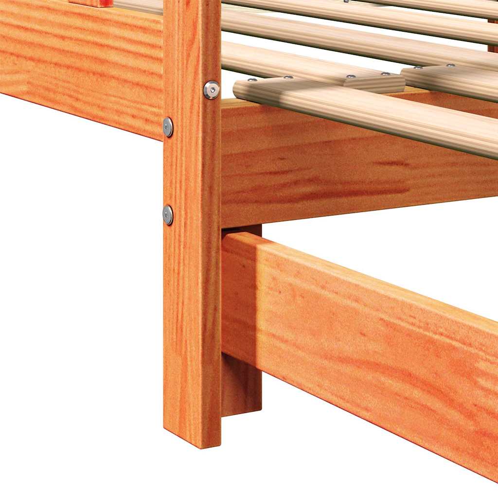 vidaXL Day bed with Trundle Wax Brown 203.5 x 184 x 66 cm