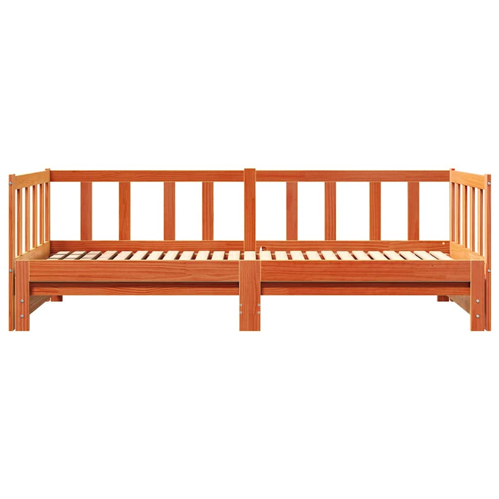 vidaXL Day bed with Trundle Wax Brown 203.5 x 184 x 66 cm