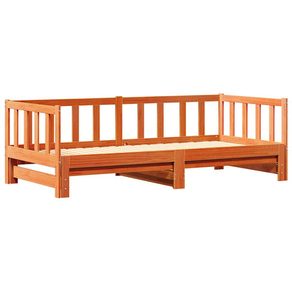 vidaXL Pull-out Day Bed Wax Brown 203.5 x 164 x 66 cm Solid Pine Wood