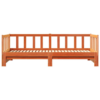 vidaXL Pull-out Day Bed Wax Brown 203.5 x 164 x 66 cm Solid Pine Wood