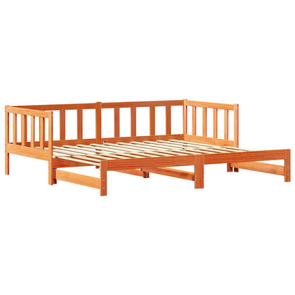 vidaXL Pull-out Day Bed Wax Brown 203.5 x 164 x 66 cm Solid Pine Wood