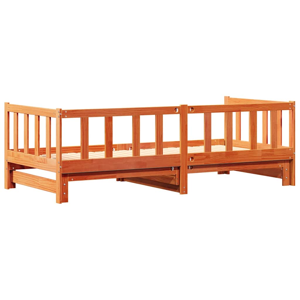 vidaXL Pull-out Day Bed Wax Brown 193.5 x 184 x 66 cm Solid Pine Wood