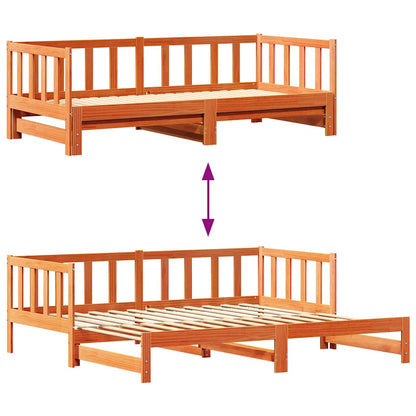 vidaXL Pull-out Day Bed Wax Brown 193.5 x 184 x 66 cm Solid Pine Wood