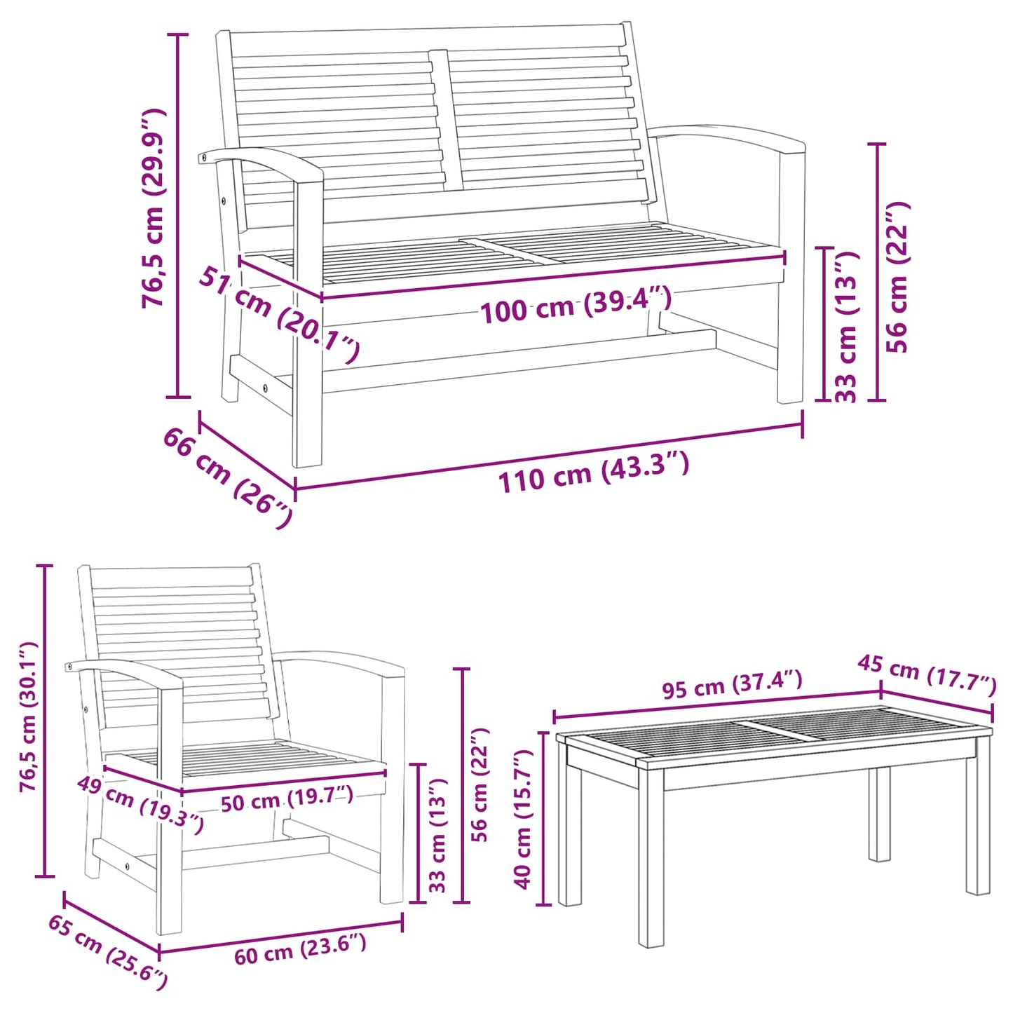 vidaXL Garden Sofa Set 4 pcs Natural Solid Teak Wood